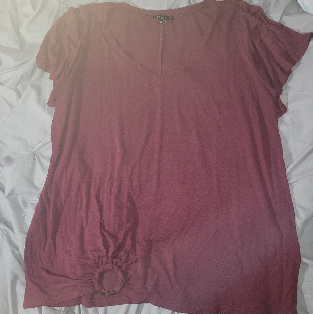 Lane Bryant size 14/16 burgundy short sleeve shirt
